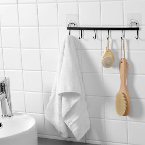 ส่งฟรีขั้นต่ํา 99 บาท ราวตะขอแขวนของ ราวแขวน 6 ตะขอ ที่แขวนของอเนกประสงค์ ที่ติดผนังกันน้ํา รุ่นไม่ต้องเจาะติดกับผนังผิวเรียบ