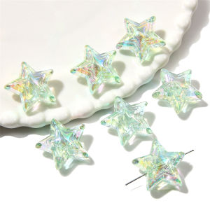 4Pcs 24mm Acrylic Transparent Colorful Star Beads For Handmade Bracelet Earrings Necklace DIY Parts Jewelry Findings