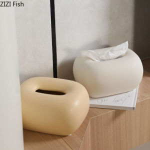 Creative Round Corner Tissue Box Coffee Table Desk Decoration Minimalism Ceramic Tissue Box Bedside Table Paper Towel Case2026