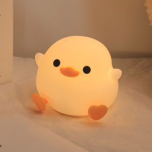 MBMSHEGH Cute Duck Night Light Soft Silicone LED USB Rechargeable 2 Level Dimmable Eyecaring Touch Cute Cartoon Animal Lamp Kids Birthday Christmas Gift