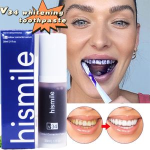 hismile toothpaste my smile teeth whitening toothpaste v34 toothpaste colour corrector tiktok hot sale v34 牙膏 gigi putih ubat gigi pemutih pemutih gigi kuning