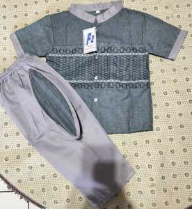 Setelan Koko Anak Laki-Laki Katun Toyobo Lengan Pendek Motif Etnik Warna Cerah Usia 1-15 Tahun