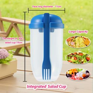 1000ml 3-in-1 Salad Cup with Fork and Sauce Container BPA-Free PP Food Storage Bento Box for Breakfast Lunch School Work Cup Brush