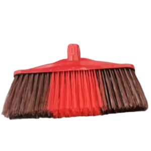 Plastic Wide Broom Brush with Wooden Long Handle - Assorted Colors