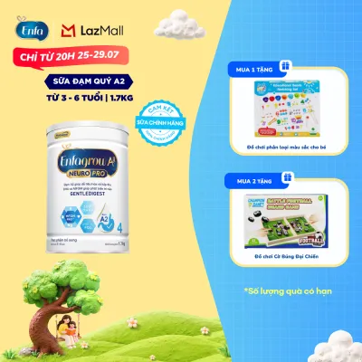 [CHỈ TỪ 25-29/07 MUA LÀ CÓ QUÀ] Sữa bột Enfagrow A2 Neuropro 4 1.7kg giúp dễ tiêu hóa hấp thu dành cho trẻ 3-6 tuổi