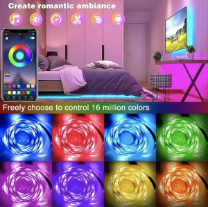 Color-changing 5050 RGB LED Strip Lights with APP Control and Flexible Lamp Tape for Room Decoration and TV Backlight Diode