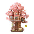 ROBOTIME Rolife Sakura Tree House DIY 3D Wooden Puzzle Model Toys Games Girls Adult Birthdays Gifts. 