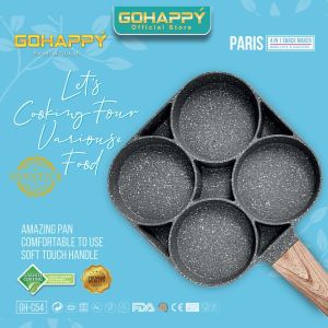 Mayba - Panci Telur Omelette 4 Lubang Cetak Serabi - Penggorengan Frypan Telor Pancake Nonstick Fry Pan Granite Marble Stone