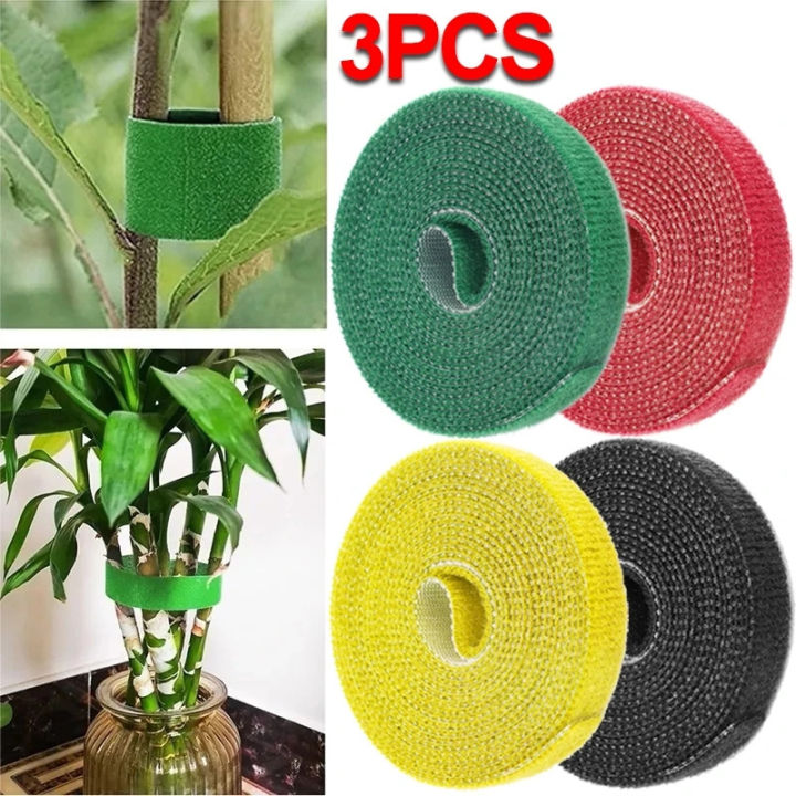 1/3Rolls 2M Nylon Plant Tie Strap Adhesive Plant Bandage Tie Garden Plant Shape Tape Hook Loop