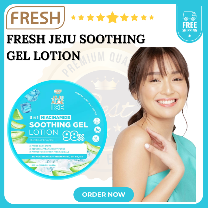 FRESH JEJU ALOE ICE 3 IN 1 NIACINAMIDE SOOTHING GEL LOTION Jeju Aloe Vera  Moisturizer Theracool Complex Sun Protection Anti-Aging Firming Whitening  Lotion Vitamin B3 B5 B6 E Enriched - Lazada | Lazada PH