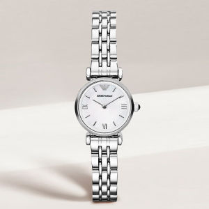 Emporio Armani AR1763 Womens Rose Small disc diamond set elegant simple white moonlight fritillary quartz watch
