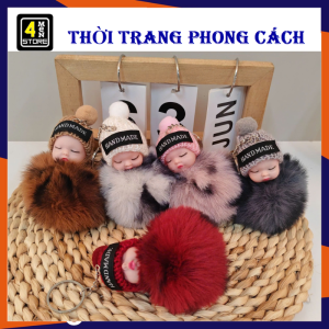 Móc Khóa BABY PomPom Ngủ Mini Dễ Thương - Móc khóa Cute Treo Balo Túi Xách Siêu Đáng Yêu / Móc Khoá Nhân Vật Hoạt Hình 3D