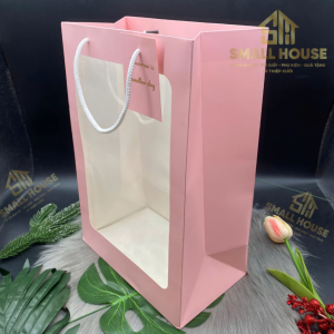 SET 05 TÚI GIẤY MỘT MẶT KÍNH MICA ĐỰNG BÓ HOA QUÀ TẶNG SANG TRỌNG TRANG NHÃ
