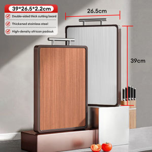 XTEN Double Sided Chopping Board Stainless Steel Ebony Cutting Board Anti-Bacterial Anti-Mold Wooden Chopping Board
