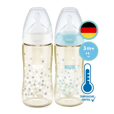 NUK Premium Choice PPSU Temperature Control Bottle with Silicone Teat 150ml / 300ml | Feeding Bottle | Made in Germany