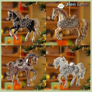 Jion Love 2D Acrylic Horse Car Rearview Mirror Pendant Charm Christmas Tree Ornament New Year Hanging Decoration