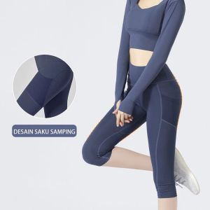 Highclass - Legging Wanita 7/8 Celana Legging Highwaist Legging Olahraga Gym Yoga Legging11