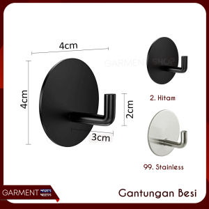 Hook Gantungan Baju Tempel Dinding Kapstok Stainless Steel Hitam Silver Kait Tebal Serbaguna