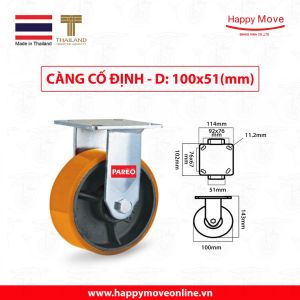 Bánh xe tải nặng PU càng cố định - Pareo