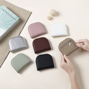 BINOCUL Solid Color Womens Wallet Minimalist Half Round PU Purse Fashion Student Lady Wallet Card Bag