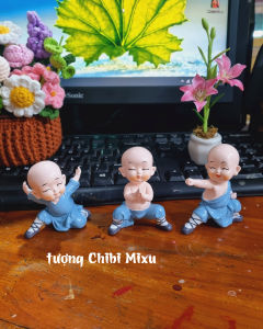 Bộ 03 chú tiểu áo xanh luyện võ múa võ tập võ dễ thương size nhỏ