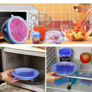6pcs/set Stretchable Silicone Cling Film Silicone Bowl Covers Dustproof Freshness Refrigerator Microwave Seal Cover