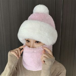 MINIMALUX Winter Cycling Ear Protection Beanies Hat Hat Scarf Set Neck Warmer Plush Velvet Hats