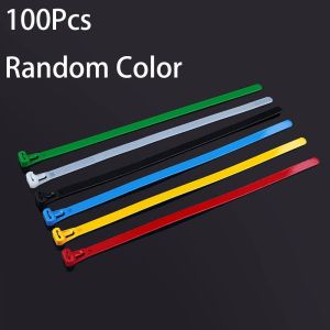 NCB11 100pcs Random Colors Cable Ties Nylon Reusable Bundle Belt Household Goods Durable Strapping Tape Garden
