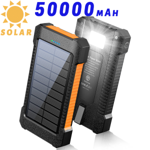 Solar Power bank 800000mah Waterproof Solar Charger 2USB Led Light Power bank Heavy Duty