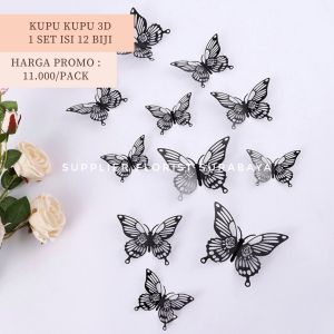 SFS - [1 SET ISI 12] KUPU FOIL HIASAN KUE TART DECORATION BIRTHDAY CAKE DEKORASI HIASAN DINDING HIASAN BUNGA KUPU KUPU