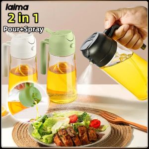 LAIMA 2-In-1 Spray Oil Bottle Glass Oil Sprayer Dispenser Bottle 470ML Oil Container Cooking Oil Container For Air Fryer Oil Spray