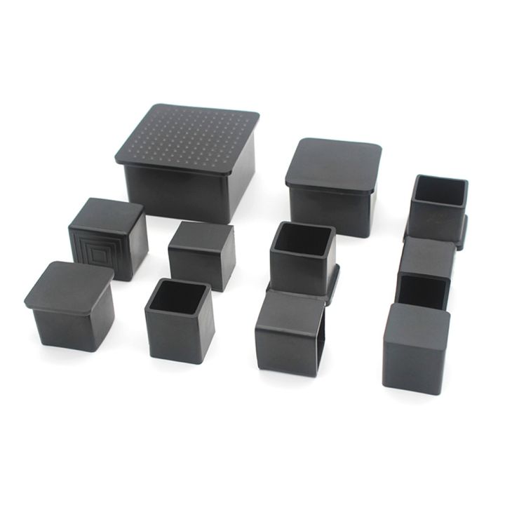 【cw】 19x19 80x80mm Square Leg Caps Black Rubber Table Feet Pipe Tubing
