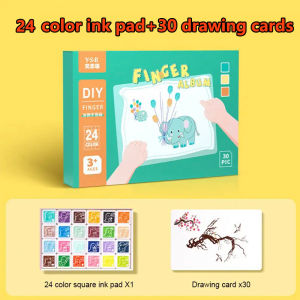 24 Colors Kids Finger Painting Kit with Album Early Education Toys Non-Toxic Washable Kids Painting Set Graffiti Creative DIY Printing
