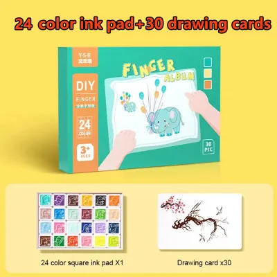 24 Colors Kids Finger Painting Kit with Album Early Education Toys Non-Toxic Washable Kids Painting Set Graffiti Creative DIY Printing