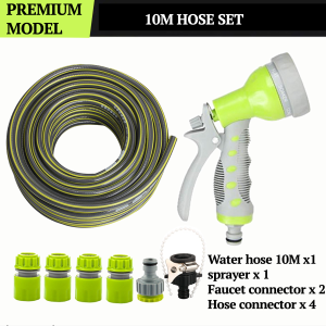 Toolshub Heavy Duty Garden Hose 1/2 Inch 3-Ply PVC with 7 Function Spray Gun for Car Wash and Watering