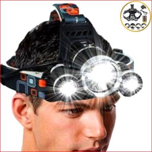 Đèn pin đội đầu 3 bóng siêu sáng chống nước đi mưa pin tốt