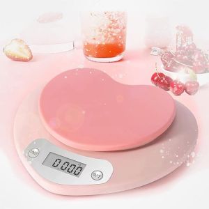 YRY Pink Kitchen Scale - Large LCD Tare Function 11 lbs Capacity 0.03 oz Precise Graduation - Perfect Food Scale for Baking & Cooking ML & Oz Unit for Liquids and Solids (Pink 5kg/1g)