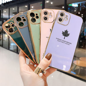 Case Case OPPO A95/Oppo A74 Oppoa95 oppoa74 Case Free Lanyard + Maple Leaf Square Edge Plated Phone Shell Luxury Plating Soft Phone Case