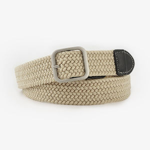 Korean Braided Belt Casual Retro Pin Buckle Belt For Women Elastic Canvas Punch-Free Belt For Women Tali Pinggang Perempuan腰带