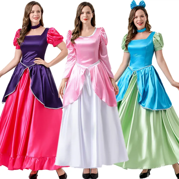 Adult Women Halloween Disney Cosplay Dress Birthday Party Long Dress  Carnival Party Evening Dress Cinderella Princess Dresses With Necklace |  Lazada PH