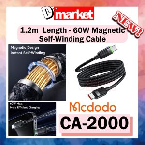 Mcdodo CA-200 Magnetic Cable 60W Cable Fast Charging Cable Type-C Data Cable Mcdodo CA-2000 Self-Winding