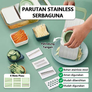 Parutan Serbaguna 6 in 1 Stainless Steel Premium | Parutan Sayur & Buah Multifungsi Vegetable Cutter