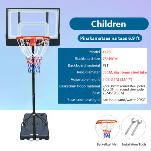 Sturdy Metal Kids Basketball Hoop Height Adjustable Movable Basketball Stand with Base Durable Portable Basketball System