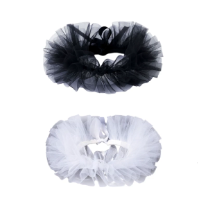 Vintage Clown Choker Ruffled Mesh False Collar Victorian Styles Neck Ruff for Masquerades Parties and Themed Dress Up