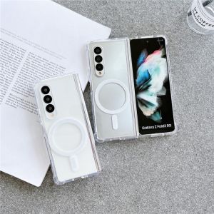 Hard Case Magnetik Magsafe Kompatibel Untuk Samsung GalaxyZ Fold 7 Z FLip 7 Silikon Transparant Clear Bening Anti Crack Airbag Soft TPU