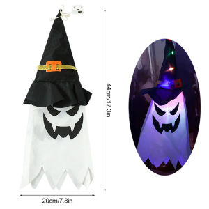 YESPERY Halloween LED Flashing Light Hanging Ghost Halloween Party Dress Up Glowing Wizard Hat Lamp Horror Props Home Bar Decoration