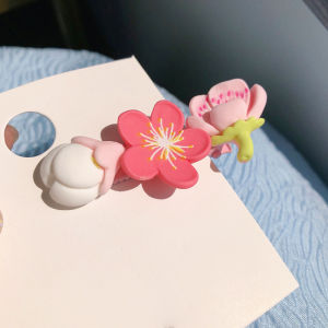 Tooyoo Pink Peach Blossom Hairpin Sweet Girl Fresh Side Clip Hair Accessories