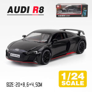 LEO 1:24 AUDI R8 Toy Car Model Metal Alloy Diecast Car Toys For KidsChildrens Toys for boy Miniauto Truck Vehicle Sound and Light Toy