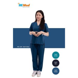 𝐒𝐜𝐫𝐮𝐛𝐬 NỮ MÀU XANH COBAN - Chất cotton mềm mại không nhăn thoáng mát - bộ quần áo