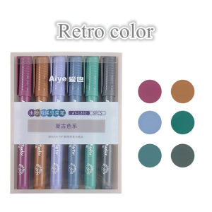 AICRANE 6 Color Water-based Soft Head Gouache Acrylic Marker Pen Set Hand-painted Graffiti Hand Account Painting Signature Pen be used for ceramics glass wood pottery